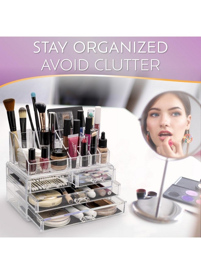 BROOKSTONE Makeup Organizer for Vanity, Cosmetic Display Case with Drawers, Fits Brushes, Lipsticks, and Other Accessories, Versatile Storage Solution, clear… - Image 2