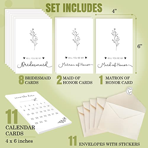 STOFINITY 11 Bridesmaid Proposal Card Set - 8 Will You Be My Bridesmaid Card, 2 Will You Be My Maid Of Honor, 1 Matron Of Honor Invitation, Asking Bridesmaid Proposal Gifts Ideas - Image 2