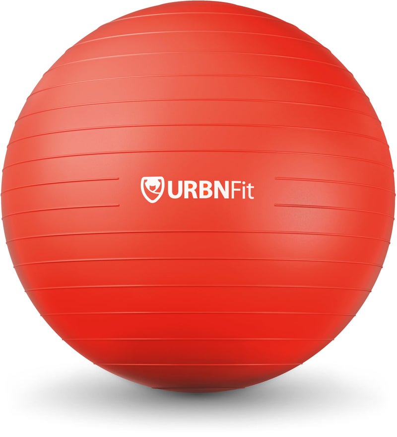 URBNFit كرة تمارين URBNFit - كرة يوغا بأحجام متعددة لليوغا، والبيلاتس، والحمل، والثبات - كرة توازن سويسرية مضادة للانفجار مع مضخة سريعة - كرسي كرة مكتبي للمنزل والصالة الرياضية - 26 بوصة - أحمر - Image 1