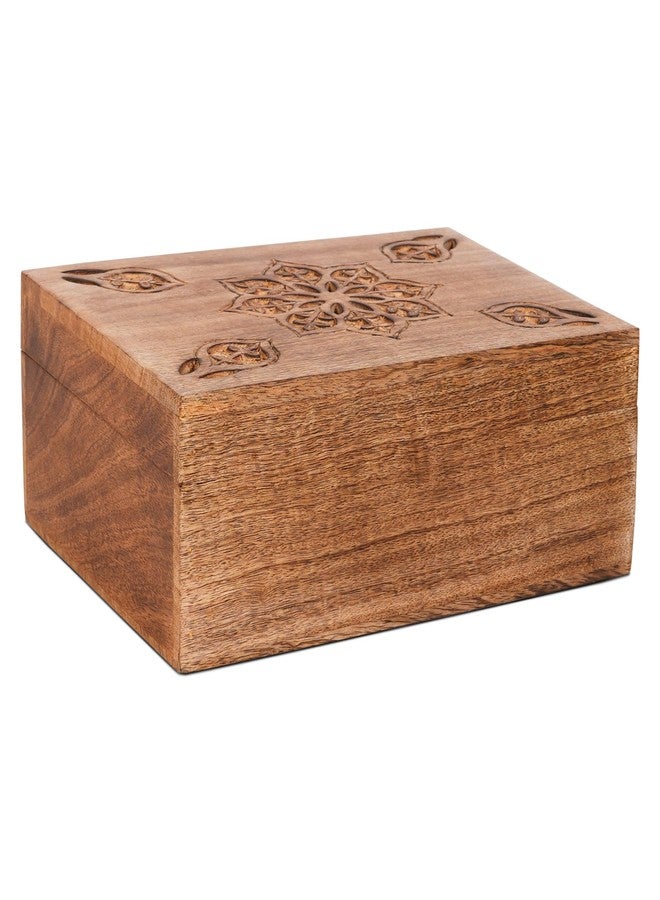 Mela Artisans Medium Burnt Mango Wood Box with Lid “Serena” Wooden Extra-Large Box - Handmade Decorative Box with Lid for Use As Tea Box, Book Box, Keepsake Box, Photo Storage Box, 10.5” x 7.5” x 4” - Image 2