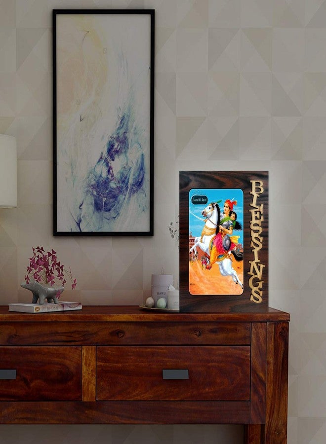 PnF Blessings Hand Crafted Wooden Table with Photo of Jhansi Ki Rani 19764 - Image 2