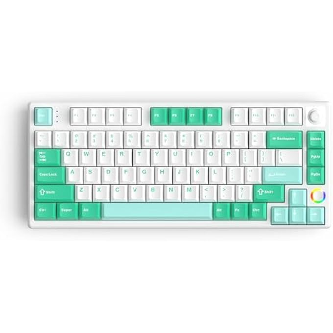 rayihni KS75T 75% MECHANICAL KEYBOARD WITH VOLUME KNOB, TRI-MODE HOT SWAPPABLE GAMING KEYBOARD, RGB BACKLIT, BLUETOOTH, 2.4G CONNECTION WITH SILVER SWITCHES - Image 1