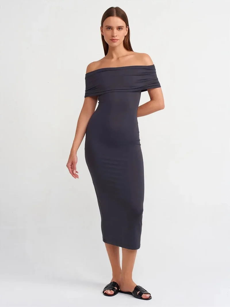 ديلفين Dilvin Off-Shoulder Bodycon Midi Dress