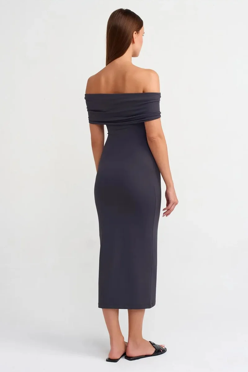ديلفين DILVIN Off-Shoulder Bodycon Midi Dress