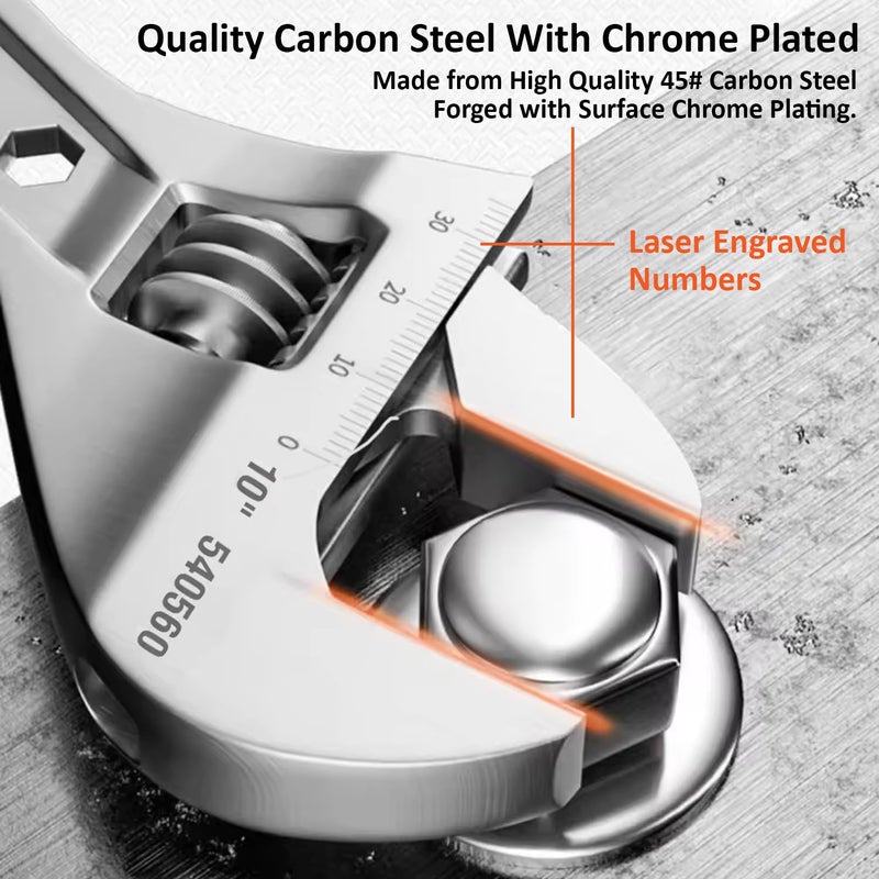 Harden 10 Professional Adjustable Wrench Carbon Steel Laser Engraved Scale Offset Ring Spanner at End 540560 - Image 3