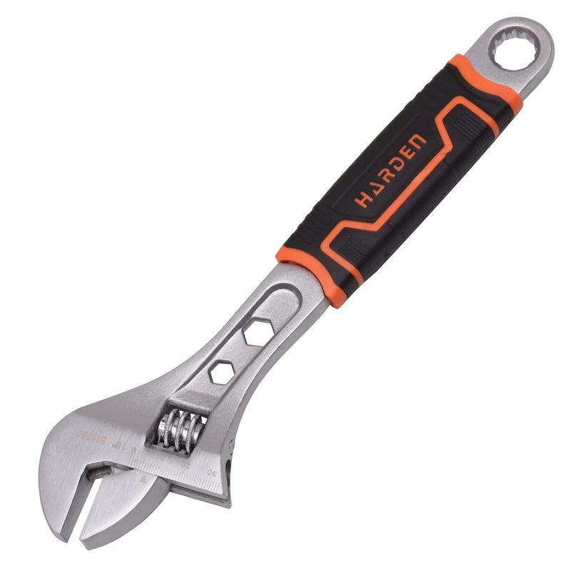 Harden 10 Professional Adjustable Wrench Carbon Steel Laser Engraved Scale Offset Ring Spanner at End 540560 - Image 1