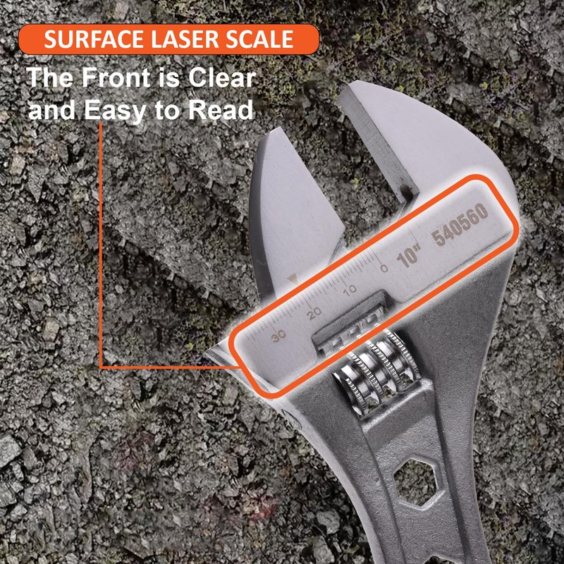 Harden 10 Professional Adjustable Wrench Carbon Steel Laser Engraved Scale Offset Ring Spanner at End 540560 - Image 4