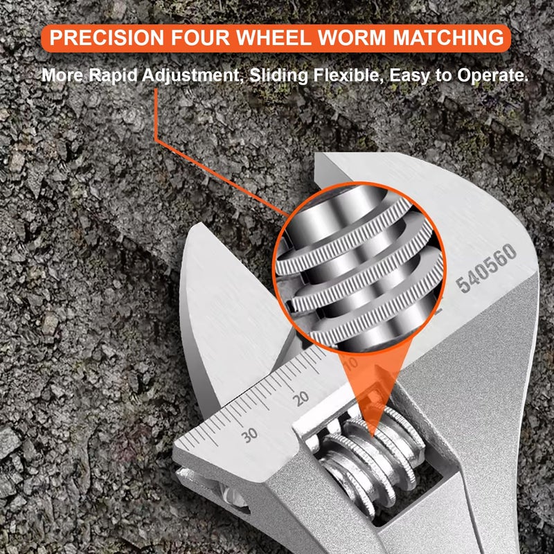 Harden 10 Professional Adjustable Wrench Carbon Steel Laser Engraved Scale Offset Ring Spanner at End 540560 - Image 5