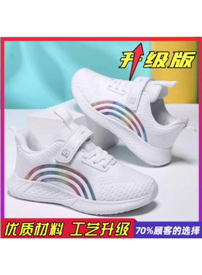 Women's Shoes Spring And Autumn Zhongda Children's Mesh Shoes Breathable Mesh Surface Flying Woven Little Girl's Sneakers Children's Running Shoes