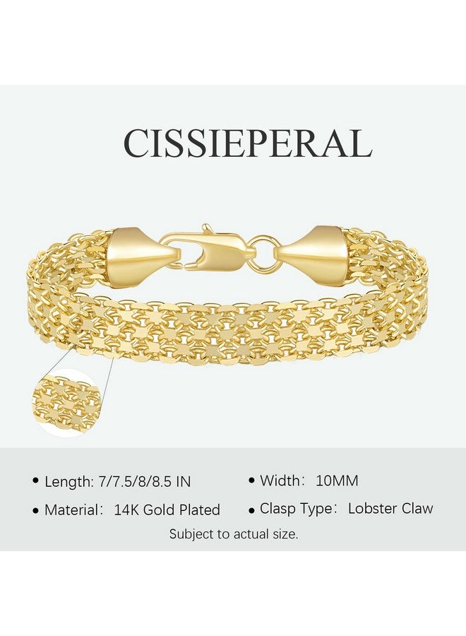 CISSIEPERAL Bracelet 14K Gold Bracelets For Women Gold Bracelet For Men Women’S Bracelet Widen Chain Bracelets Gold Jewelry Gifts 6.5/7/7.5/8/8.5In (Length 7.5 Inches) - Image 4