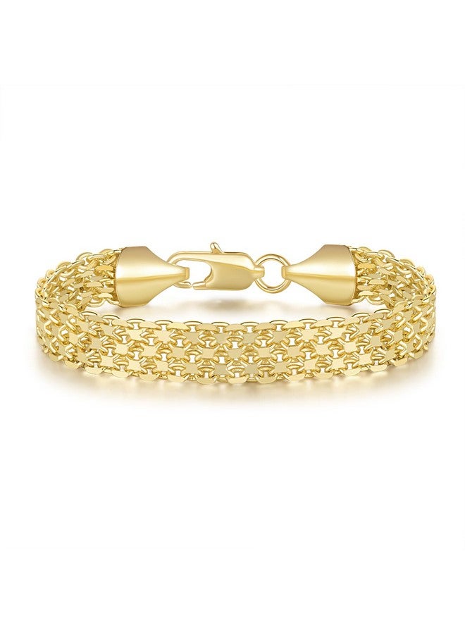 CISSIEPERAL Bracelet 14K Gold Bracelets For Women Gold Bracelet For Men Women’S Bracelet Widen Chain Bracelets Gold Jewelry Gifts 6.5/7/7.5/8/8.5In (Length 7.5 Inches) - Image 1