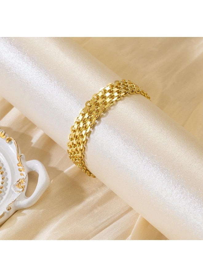CISSIEPERAL Bracelet 14K Gold Bracelets For Women Gold Bracelet For Men Women’S Bracelet Widen Chain Bracelets Gold Jewelry Gifts 6.5/7/7.5/8/8.5In (Length 7.5 Inches) - Image 5