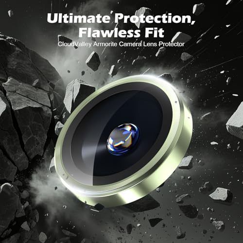 CloudValley for iPhone 17 Camera Lens Protector, [1 Second Installaion] Ultra-HD Tempered Glass Cover, [Case-Friendly] Metal Lens Screen Protective Ring, Sage - Image 2