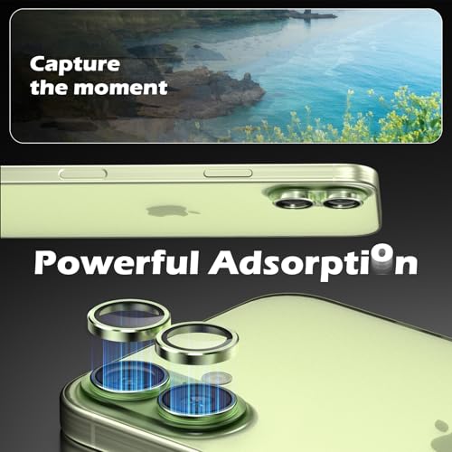 CloudValley for iPhone 17 Camera Lens Protector, [1 Second Installaion] Ultra-HD Tempered Glass Cover, [Case-Friendly] Metal Lens Screen Protective Ring, Sage - Image 4