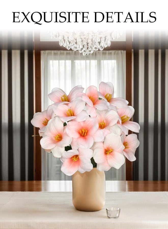 DUNISO 12 قطعة من الزهور الاصطناعية، باقة زهور التوليب الاصطناعية المتفتحة بالكامل، زهور مزيفة لتزيين مراكز الطاولات في المنزل، الحفلات، الزفاف، هدايا عيد الأم، الزينة (وردي خوخي) - Image 5