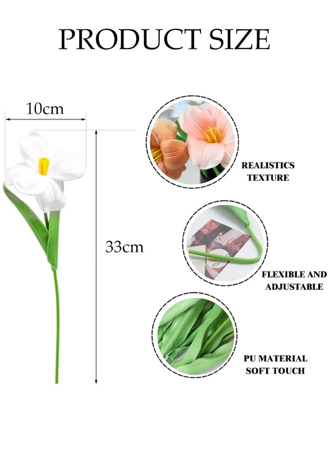 DUNISO 12 قطعة من الزهور الاصطناعية، باقة زهور التوليب الاصطناعية المتفتحة بالكامل، زهور مزيفة لتزيين مراكز الطاولات في المنزل، الحفلات، الزفاف، هدايا عيد الأم، الزينة (وردي خوخي) - Image 2