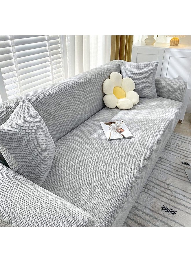 HOUSE OF QUIRK House of Quirk Universal Triple Seater Polar Fleece 220 GSM Fabric Sofa Cover Flexible Stretch Sofa Slipcover (Light Grey, Triple Seater)  - Image 1