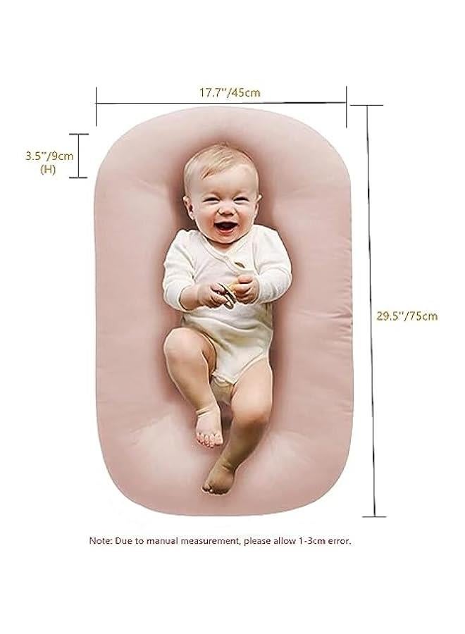 هوكور وسادة استرخاء للاطفال من القطن العضوي الناعم جيد التهوية لعمر 0-18 شهر، كرسي استرخاء لحديثي الولادة، عش للاطفال حديثي الولادة (بينك) - Image 3