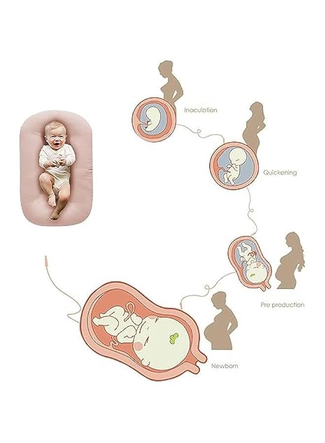 هوكور وسادة استرخاء للاطفال من القطن العضوي الناعم جيد التهوية لعمر 0-18 شهر، كرسي استرخاء لحديثي الولادة، عش للاطفال حديثي الولادة (بينك) - Image 4