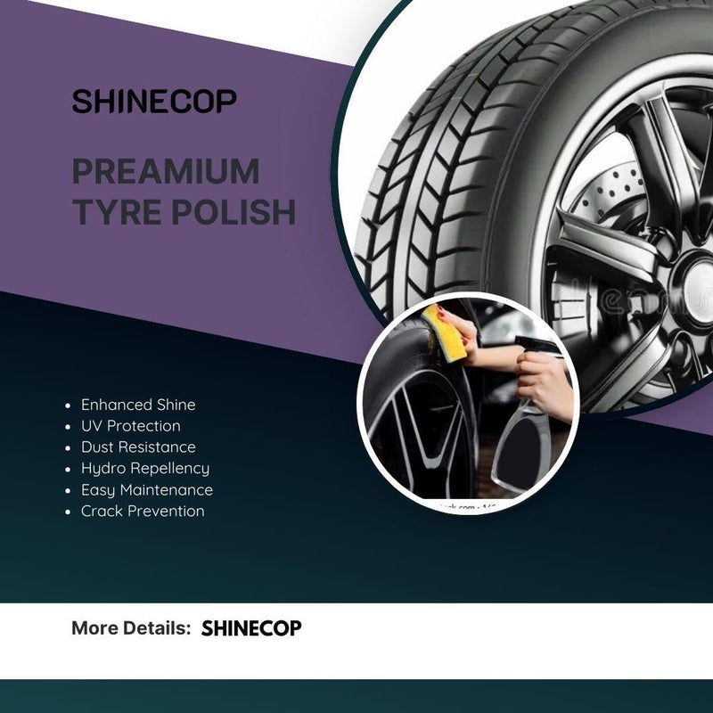 SHINECOP Bike & Car Tyre Polish 5 Liter Extreme Black Tyre Shine - Long Lasting Tyre Gloss & Dirt Repellent Formulation | Prevents Fading and Cracks | Non-Greasy and Pleasant Fragrance (5 Liter, GREEN) - Image 4