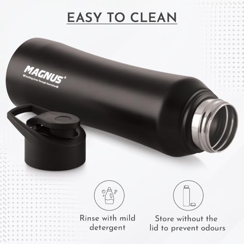 Magnus Oscar Stainless Steel Single Wall Water Bottle 750ml - Leakproof, Rust-Free, Black - Ideal for School, Home, Gym, Durable Water Bottles for Every Use - Image 4