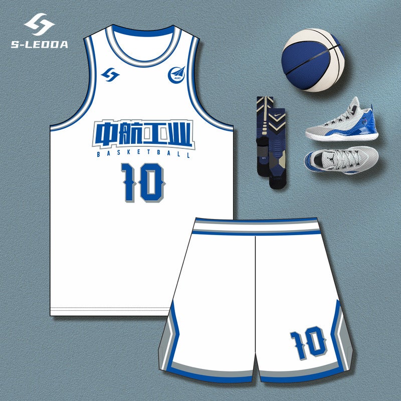 American Quick-Drying Breathable Retro Basketball Uniform Suit Men'S And Women'S Game Team Uniform Digital Printing Blue Jersey Style - Image 3
