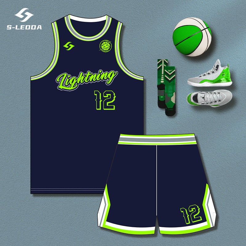 American Quick-Drying Breathable Retro Basketball Uniform Suit Men'S And Women'S Game Team Uniform Digital Printing Blue Jersey Style - Image 4
