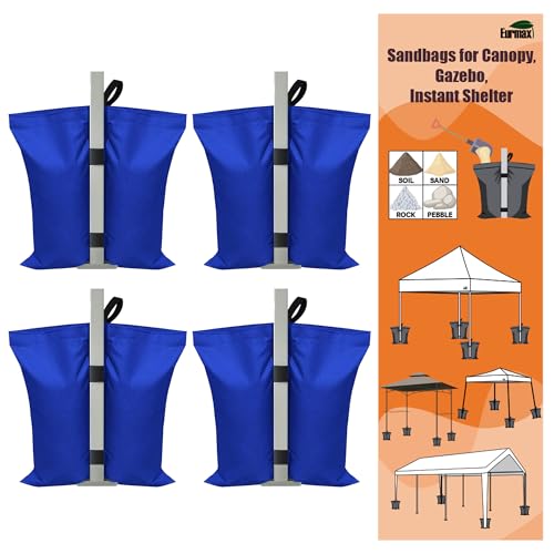 Eurmax USA 130LBS 4Pack Universal Canopy WeightsReinforced Double Pockets Secure Wind ProtectionEasy WrapAround Installation Heavy Duty Sandbags Without SandFits All Instant Shelter LegsBlue - Image 1