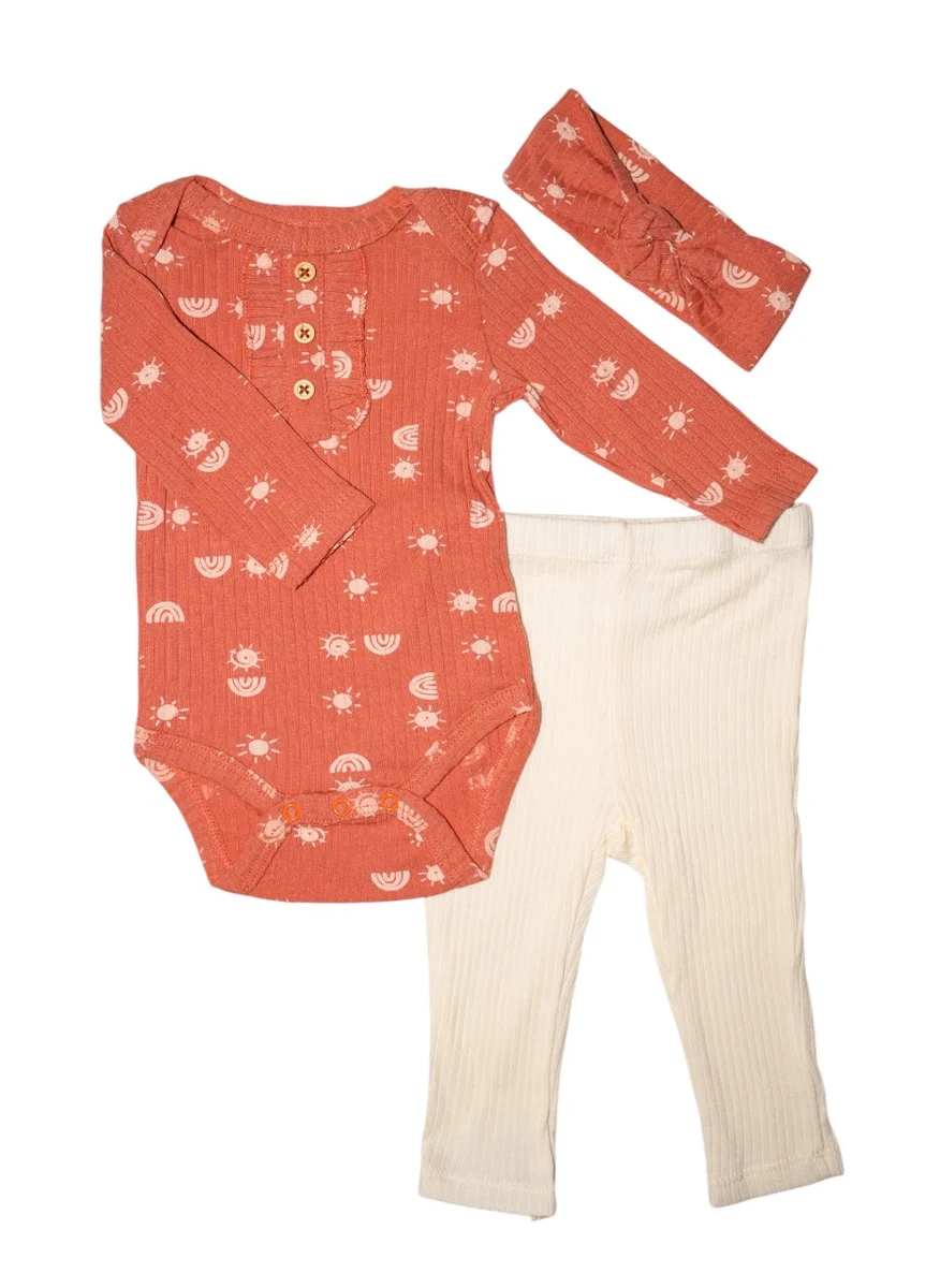 بمبىمىشى Bambimici Anaya Rainbow Print Long Sleeve Set - Dark Pink