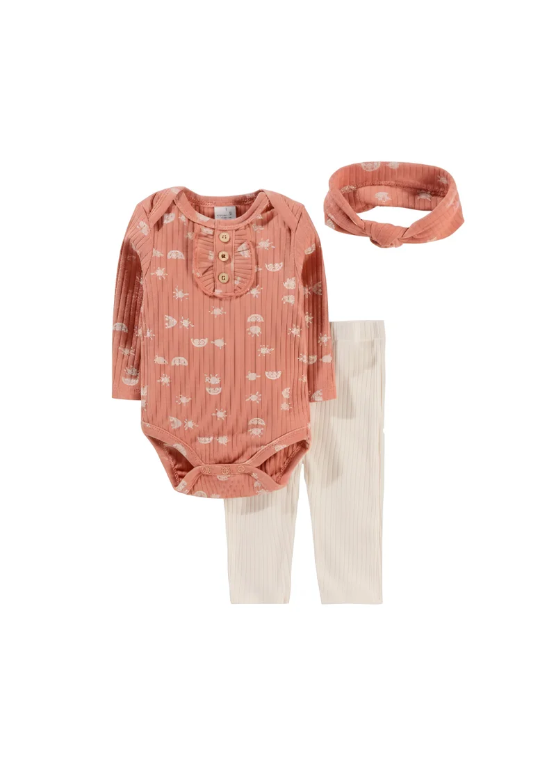 Bambimici Bambimici Anaya Rainbow Print Long Sleeve Set - Dark Pink