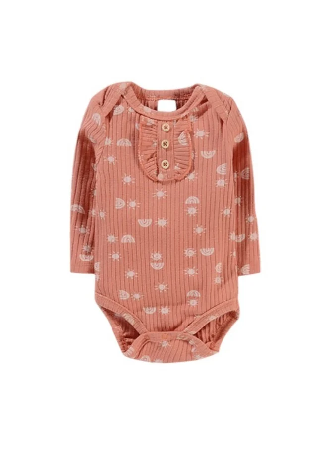 Bambimici Bambimici Anaya Rainbow Print Long Sleeve Set - Dark Pink