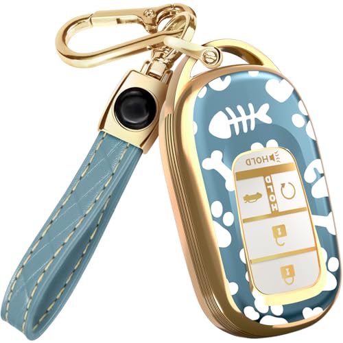 Lucrum Compatible with Honda Key Fob Cover & Leather Keychain - TPU Keyfob Case for Accord Civic CR-V HR-V Pilot Ridgeline, For 5 Button Remote (2022-2026) - Paws - Image 1
