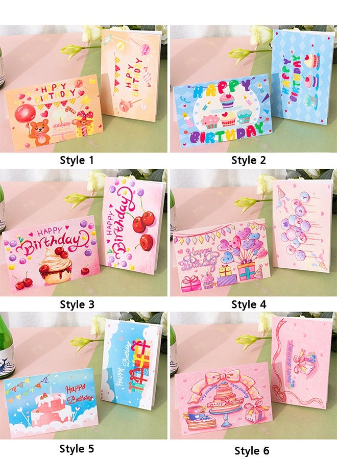 Lemon 6Pcs Birthday Cards Bulk Funny Cards for Boys and Girls Boys Girls Diy Handdrawn Artistic Touch for Friends Family, with Envelope  - Image 2