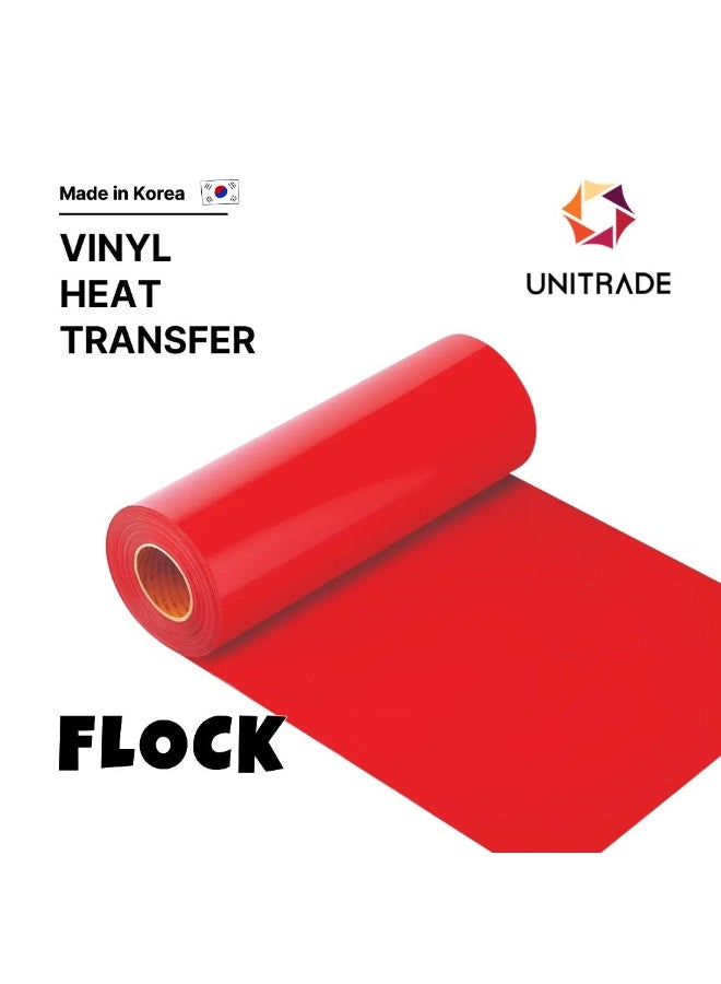 UNITRADE® Flock Red Heat Transfer Vinyl Roll - 51cm x 25m / Compatible with Cricut, Silhouette, Professional Cutters / CPSIA Certified / Made in Korea - Image 1