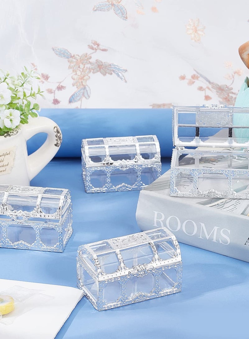 Treasure Box Candy Box, 10 Pieces Creative Treasure Box Jar Transparent Jewelry Box Chocolate Packaging Gift Decoration Display Box for Wedding Party Anniversary Birthday Gift (Silver) - Image 5