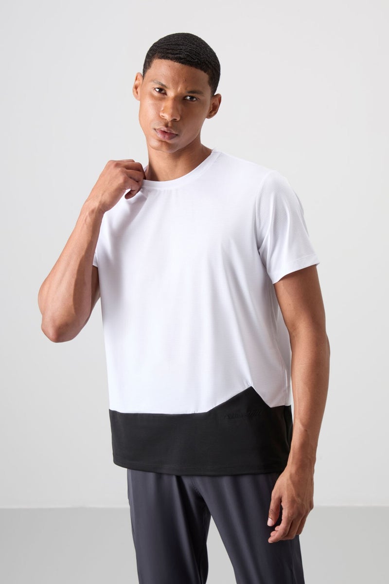 Tommy Life White Polyester Breathable Textured Thin Flexible Standard Fit Men's Performance T-Shirt - 88383  - Image 1