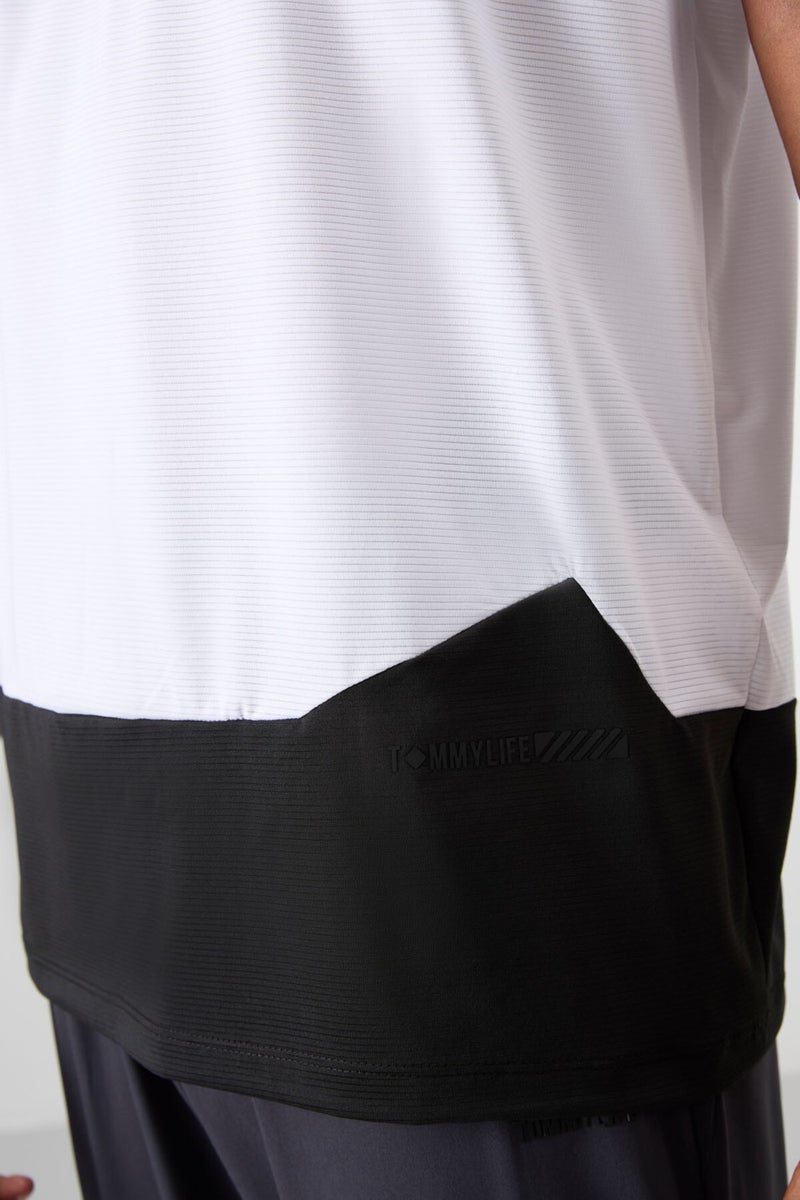 Tommy Life White Polyester Breathable Textured Thin Flexible Standard Fit Men's Performance T-Shirt - 88383  - Image 5