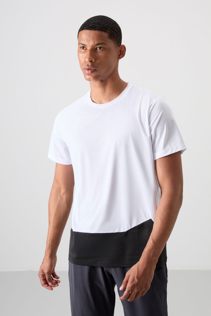 Tommy Life White Polyester Breathable Textured Thin Flexible Standard Fit Men's Performance T-Shirt - 88383  - Image 4