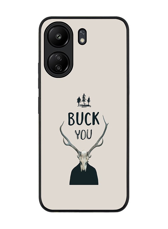 Stylizedd Rugged Black edge case for Xiaomi Poco C65, Slim fit Soft Case Flexible Rubber Edges Anti Drop TPU Gel Thin Cover- Buck You - Image 1