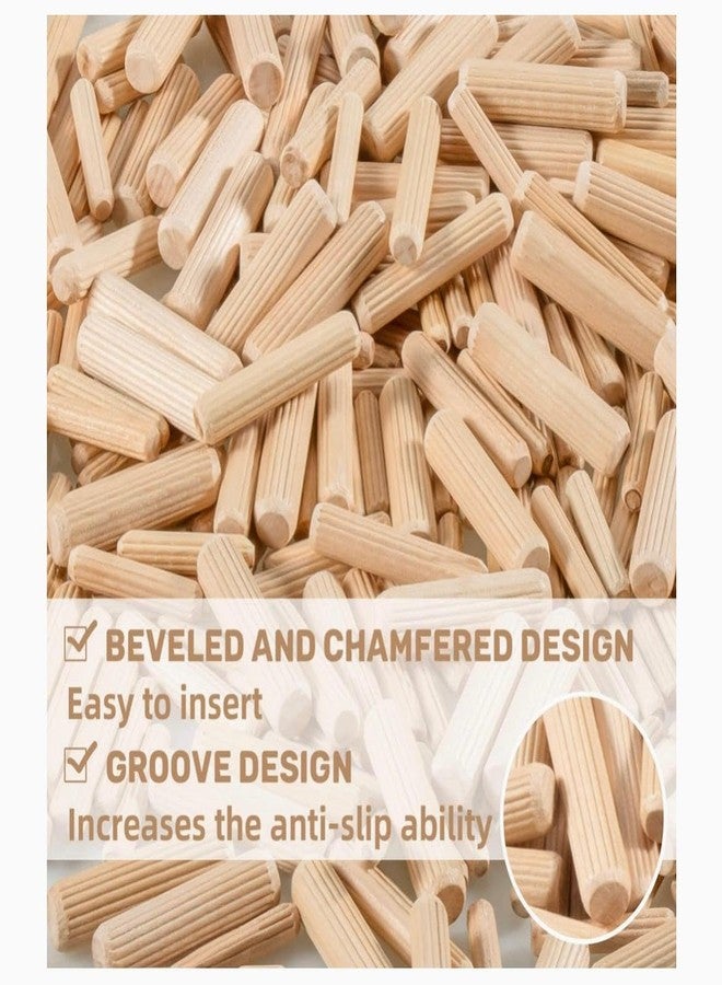 BLOOMAX 6mm x 40mm Wooden Dowel Pins | Pack of 1000 Premium Hardwood Straight Grooved Wood Pegs | Beveled Ends for Easy Insertion | Heavy-Duty Tapered Pins for Furniture & DIY Woodworking - Image 3