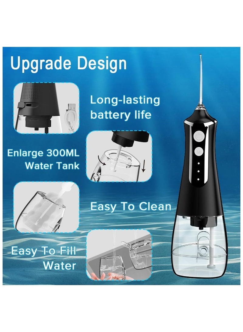 general Cordless Water Flosser Teeth Cleaner 300ML Dental Oral Irrigator With 3 Modes 5 Nozzle Rechargeable & Waterproof Electric Water Picks and Flossing for Home Travel - Image 3