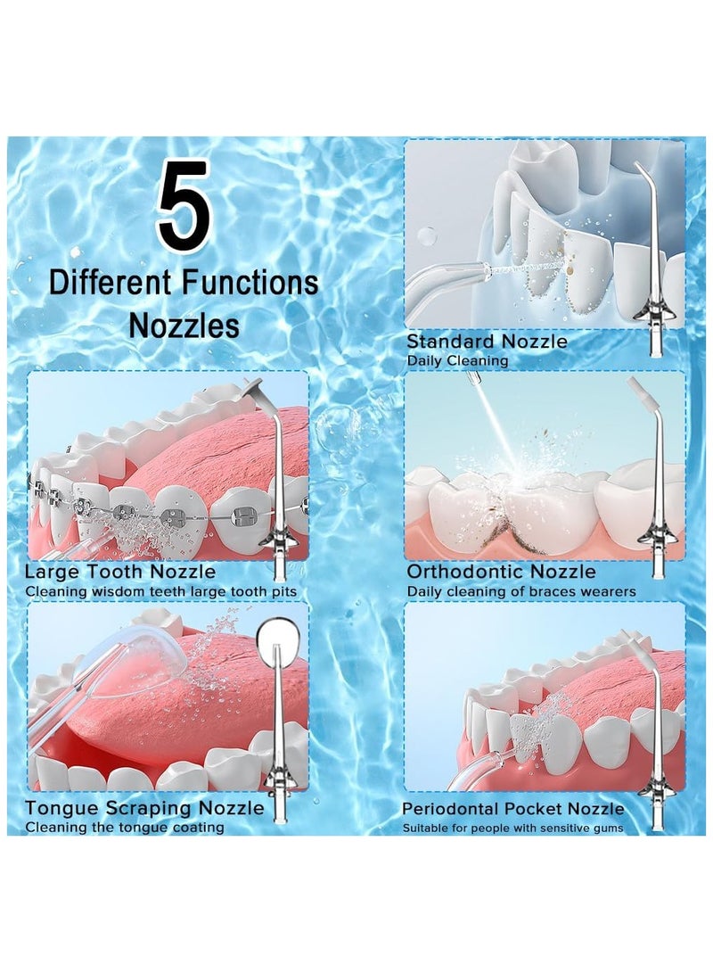 general Cordless Water Flosser Teeth Cleaner 300ML Dental Oral Irrigator With 3 Modes 5 Nozzle Rechargeable & Waterproof Electric Water Picks and Flossing for Home Travel - Image 4