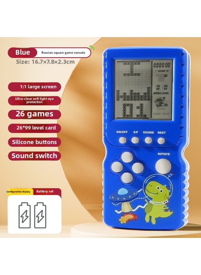 Tetris Travel Machine Handset Children's Educational Nostalgic Toy Electronic Game Machine Gift For Boys And Girls-Color:Classic Model-blue [hd Large Screen Eye Protection] Battery Set  - Image 1