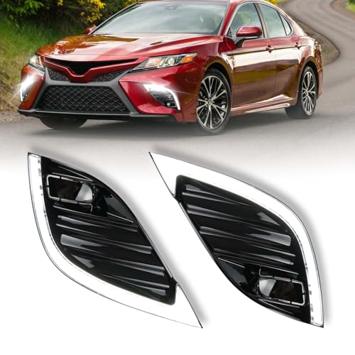 GEEGEETOP Switchback WhiteAmber LED Front fog light Daytime Running Lamp Amber Sequential Turn Signal light Feature Compatible with Toyota Camry 20182021 SE XSE Replacement Bumper Trim Kit