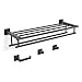 USHOWER Towel Rack Set, Includes 24-Inch Wide Bathroom Hotel Towel Shelf, Matte Black, 4 Piece - Image 2