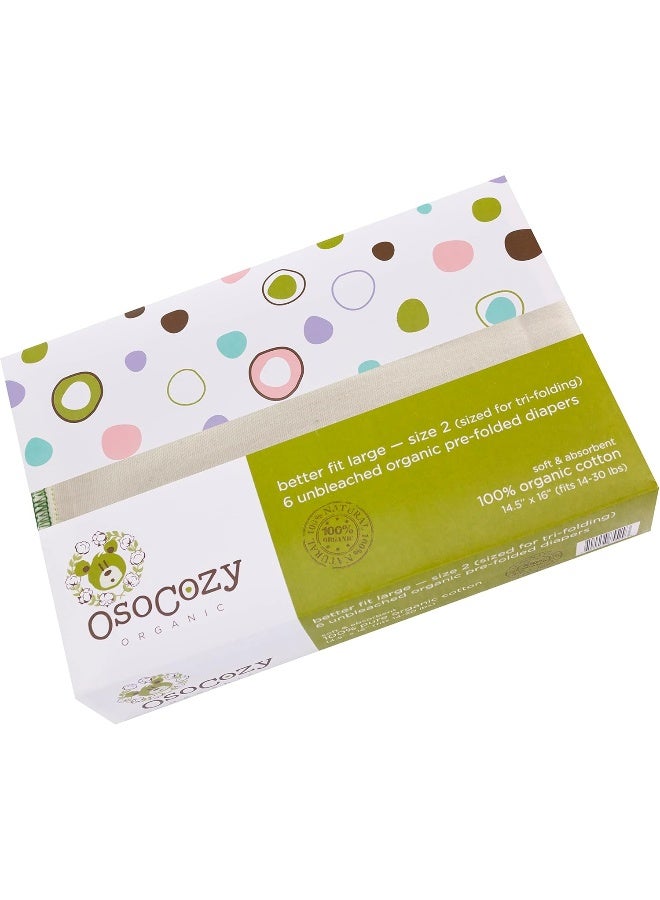 OsoCozy أوسوكوزي قطن عضوي مسبق الطي أفضل ملاءمة كبير 4x8x4 (6 حزمة) - يناسب 14-30 رطل - Image 1