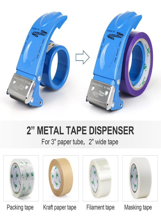 BOMEI PACK Metal Packing Tape Dispenser, 2inch Heavy Duty Handheld Heavy Tape Dispenser, 2Pcs, Blue - Image 5