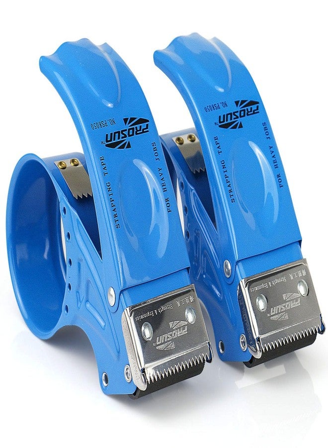 BOMEI PACK Metal Packing Tape Dispenser, 2inch Heavy Duty Handheld Heavy Tape Dispenser, 2Pcs, Blue - Image 1