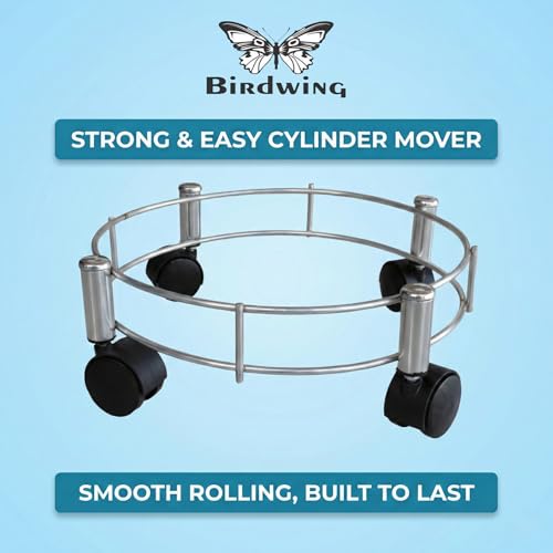 BIRDWING Heavy-Duty Stainless Steel LPG Gas Cylinder Trolley – Reliable Kitchen Cylinder Stand (Heavy Gas Stand 2 Pcs) - Image 2