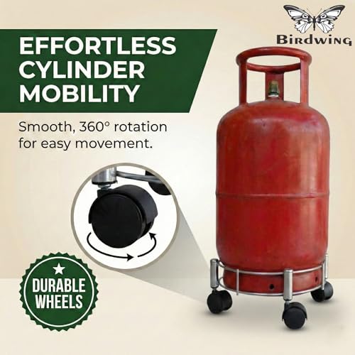 BIRDWING Heavy-Duty Stainless Steel LPG Gas Cylinder Trolley – Reliable Kitchen Cylinder Stand (Heavy Gas Stand 2 Pcs) - Image 4